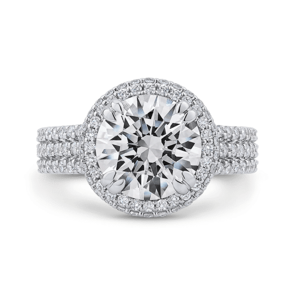 18K White Gold Round Cut Diamond Engagement Ring (Semi-Mount)- Wholesale Diamonds TX