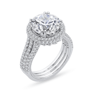 18K White Gold Round Cut Diamond Engagement Ring (Semi-Mount)- Wholesale Diamonds TX