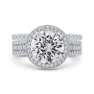 18K White Gold Round Cut Diamond Engagement Ring (Semi-Mount)- Wholesale Diamonds TX