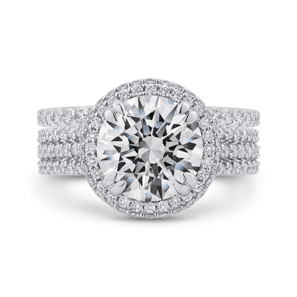 18K White Gold Round Cut Diamond Engagement Ring (Semi-Mount)- Wholesale Diamonds TX