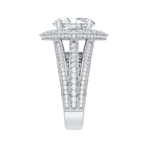 18K White Gold Oval Diamond Halo Engagement Ring (Semi-Mount)- Wholeasale Diamonds TX