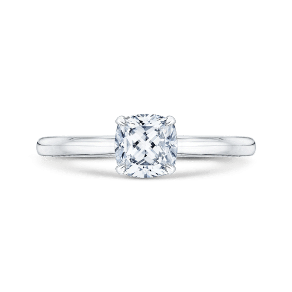 14K White Gold Cushion Cut Diamond Solitaire Engagement Ring (Semi-Mount)- Wholesale Diamonds TX