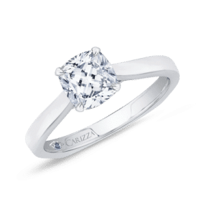 14K White Gold Cushion Cut Diamond Solitaire Engagement Ring (Semi-Mount)- Wholesale Diamonds TX
