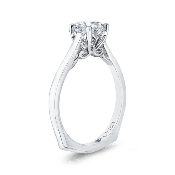 14K White Gold Cushion Cut Diamond Solitaire Engagement Ring (Semi-Mount)- Wholesale Diamonds TX