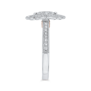 14K White Gold Round Cut Diamond Flower Shape Engagement Ring- Wholesale Diamonds TX