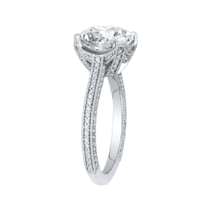 Cushion Cut Diamond Engagement Ring In 18K White Gold (Semi-Mount)- Wholesale Diamonds TX