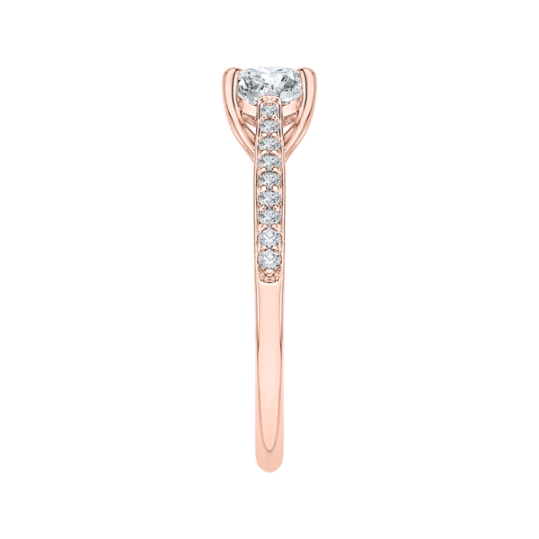 14K Rose Gold Round Cut Diamond Solitaire with Accents Engagement Ring (Semi-Mount)- Wholesale Diamonds TX