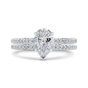 14K White Gold Pear Diamond Engagement Ring (Semi-Mount)- Wholesale Diamonds TX