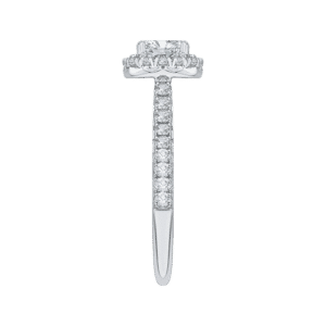 14K White Gold Cushion Halo Diamond Engagement Ring (Semi-Mount)- Wholesale Diamonds TX