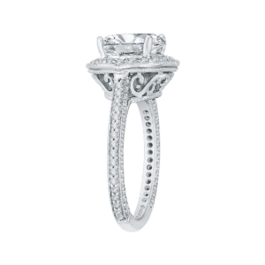 18K White Gold Round Cut Diamond Octagon Shape Halo Engagement Ring (Semi-Mount)- Wholesale Diamonds TX