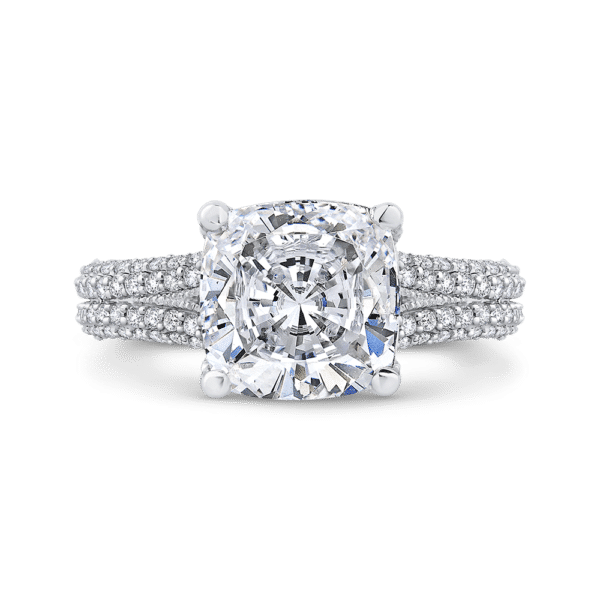 18K White Gold Cushion Diamond Engagement Ring (Semi-Mount)- Wholesale Diamonds TX