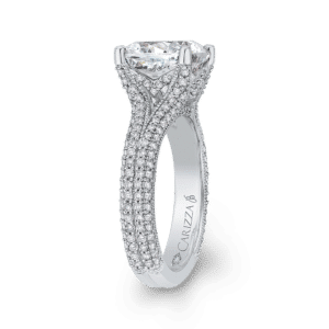 18K White Gold Cushion Diamond Engagement Ring (Semi-Mount)- Wholesale Diamonds TX